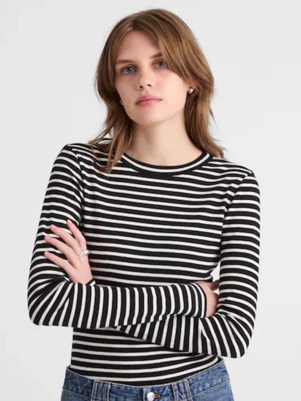 NWT Madewell The 90’s Long-Sleeve Tee in Compact Cotton